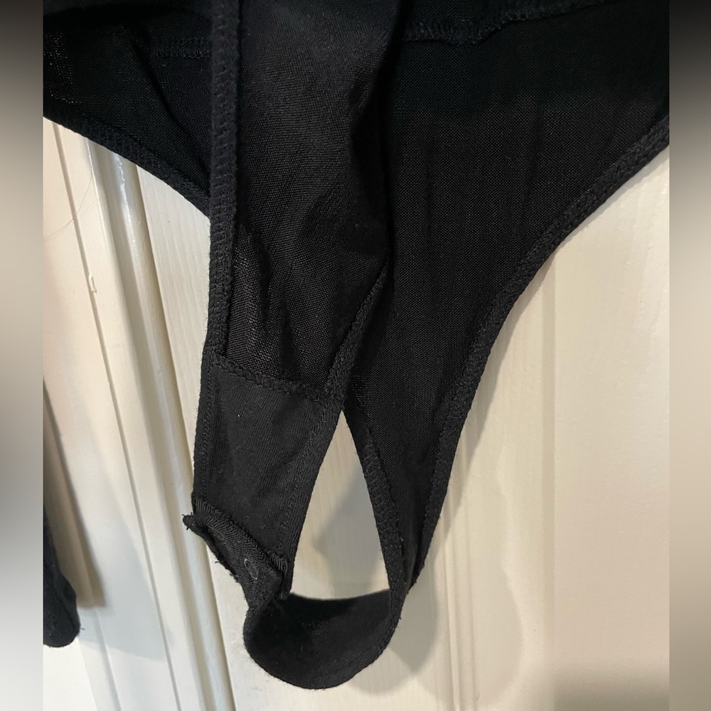 Vince Long Sleeve Crossover Bodysuit in Black - Picture 9 of 12